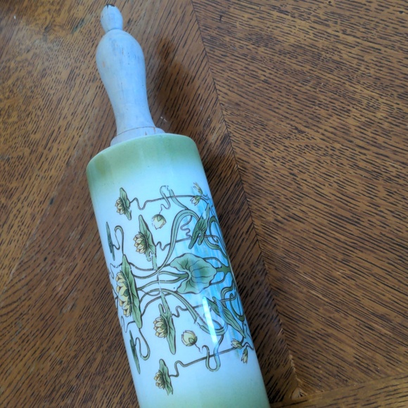 Vintage Art Nouveau Ceramic Rolling Pin - Picture 2 of 9